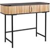 Beliani Tavolo consolle Moderno a 2 Ante con Ripiani in Legno MDF Paulownia Front Gambe in Ferro Soluzione di archiviazione per la Camera da Letto Legno Chiaro con Nero