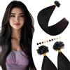 Elailite Extension Capelli Veri Cheratina 200 Ciocche Negozio Top Capelli Naturali Indiani 100% Remy Human Hair Extensions U Tip Nail 100g (45cm #1B Nero Naturale)