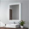 EMKE Specchio da bagno a LED, 80 x 60 cm, illuminazione touch + antiappannamento, 3 colori di luce, IP44, a risparmio energetico