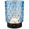 BRILONER - Lampada da tavolo a LED senza fili IP44 con corpo in vetro, dimmerabile a sfioramento, batteria ricaricabile e sorgente luminosa intercambiabile, 15x11 cm, blu