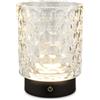 BRILONER - Lampada da tavolo a LED senza fili IP44 con corpo in vetro, dimmerabile a tocco, batteria ricaricabile e sorgente luminosa intercambiabile, lampada da comodino, 15x11 cm, trasparente