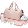 suradar Borsone Palestra Donna Uomo con Porta Scarpe e Tasca Umida Borsa da Palestra Gym Bag Borsa Sport Piscina Bambina Donna Borsone da Viaggio, Sport, Fitness, Piscina Rosa
