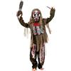 YOMIQIU Costume da Zombie Scheletro Spaventoso per Bambini, Costume da Morto Vivente con Motosega Giocattolo per Feste Cosplay di Halloween (M)