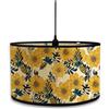 Morbuy Paralume in Bambù, Motivo Floreale di Lusso Retrò, Paralume a Tamburo 30cm Paralume per Lampada da Tavolo, Lampada da Terra, Lampadario, E27 Lampada, Decorazione Casa (Giallo)