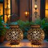 TRIROCKS Set di 2 Lampade da Tavolo in Stile Marocchino 18 cm Alte, Lanterne Senza Fili a Batteria con Luci LED per Decorazioni Casa, Soggiorno, Eventi (Marrone)