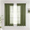 Woaboy Tende per Interni Finestre Voile Trasparenti con Fettuccia Tende a Panello Morbidi Moderne per Camera da Letto Soggiorno 2 Pezzi 140x145cm Verde Salvia