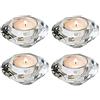 Nuptio Portacandele A Lume Candela 4 Pezzi Portacandele in Vetro Porta Candele Votivi in Cristallo Tagliato A Mano Diamante Centrotavola Decorazioni Natale Festa di Compleanno Regali per la Mamma
