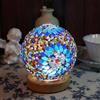 HyDlan Lampada da Comodino, Lampada da Tavolo in Mosaico di Vetro, Stile Bohémien (15,5 x 12,5 cm), Connessione di Alimentazione USB, Lampada da Scrivania Decorativa Vintage, per Decorazione Moderna, Camera
