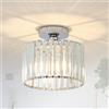 Stepeak Lampada da Soffitto Soggiorno, Plafoniera Moderna in Cristallo, Lampada Cromata Camera da Letto Con Paralume in Vetro, Lampadario