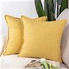 Madizz 2 Pezzi Lino Copricuscini Morbido Decorativo Fodere per Cuscino Lusso Stile per Divano Camera da Letto 55x55 cm Giallo