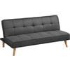 VASAGLE Divano Letto Futon, Divano Trasformabile, Rivestimento in Cotone-lino e Gambe in Legno, 175 x 83 x 76 cm, Divano Pieghevole per Appartamento, Grigio LCS701G01