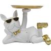 HOME DECO FACTORY, HD0155, Statua Decorativa Bulldog Bianco con Tasca Vuota in Resina, Design Moderno ed Elegante, Oggetto Funzionale per Chiavi e Accessori, Colore Bianco e Oro, Taglia Unica