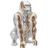 Home Deco Factory, HD0214, Statua di Gorilla Bianco con Oro e Argento Che scorre, Oggetto Decorativo Unico, Resina Resistente, Altezza 45 cm, Colore Argento e Bianco