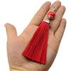Makhry 10cs 4.5 Pollici Filo di Seta Fatto a Mano Chiusura a moschettone Nappa Catena Chiave Perline Segnalibro Nappa Pendente per Gioielli Fai da Te Monili Donne Orecchino (Vino Rosso, Corto)