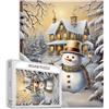 Tucocoo 1000 pezzi puzzle per adulti scena invernale pupazzo di neve puzzle cottage in villaggio Natale arte puzzle per impegnativo gioco di attività familiari fai da te puzzle decorazione da parete