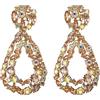 EVER FAITH Orecchini ovali geometrici rialzati, orecchini pendenti vintage per donne ragazze color champagne