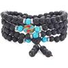 COAI Collana Mala 108 Grani, Bracciale 108 Perle Mala in Pietre Naturali, Rosario Buddista con Perline di Pietra Lavica e Turchese Sintetico, Bracciale per Oli Essenziali