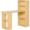 HOMCOM Scrivania Computer con Libreria Salvaspazio, Tavolo da Pranzo Porta PC per Ufficio e Studio in Truciolato 120x55x120 cm, color Legno