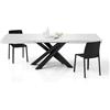 Mobili Fiver, Tavolo Allungabile Emma 160(240) x90 cm, Bianco Frassino con Gambe Incrociate Nere, per 6-10 persone, Tavolo Cucina, Soggiorno, Made in Italy