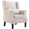 vidaXL Poltrona con Cuscino Artigianale Classica Comoda Design Elegante Seggiola Arredo Casa Telaio e Gambe in Legno Beige in Tessuto
