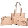 Miss Lulu Borsa Donna, Set di 4 Borsa Tote, Borsa a Tracolla in Pelle PU, Borsa a Spalla, Pochette, Porta Carte, Portafoglio