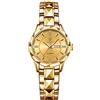 OIDEA Coppia di orologi da donna con strass: oro da donna, analogico, al quarzo, quadrante a forma di rombo, in acciaio inox, con calendario, impermeabile, 30 m, regalo per donne e ragazze, Bracciale