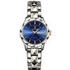 OIDEA Coppia di orologi da donna con strass: blu donna analogico al quarzo orologio a forma di diamante quadrante luminoso in acciaio inox con calendario impermeabile 30 m regalo per donne ragazze,