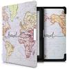 kwmobile Custodia eReader Compatibile con Kobo Aura Edition 1 Cover - eBook Reader Flip Case - nero/multicolore - Mappa del mondo