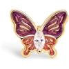 SINGULARU - Orecchino Singolo Butterfly Pink. Ottone con Finitura in Oro 18Kt. Motivo Farfalla in Enamel e Zirconi. Chiusura in Silicone. Gioielli per Donna