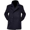 LP-FACON Cappotto da uomo Ryan Bingham Pea - Trench invernale in lana da uomo - Trench lungo da uomo nero e blu navy, Cappotto in Lana Blu Navy, XS