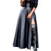 SOMTHRON Maxi gonna da donna casual in ecopelle a vita alta pelle PU con spacco laterale linea ad A, gonna lunga oscillante con tasche, Nero , S