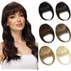 PARXITN Clip in Pony Estensioni Dei Capelli Umani Faccia Piatta Frange Capelli Pezzi Per Le Donne Fringe Parruccio Con Tempio Hairpiece Castagne Marrone