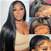 TOOCCI Hair Parrucca Capelli Veri Umani Straight Lunghi 13x4 Middle Lace Front Wig Human Hair Wigs straight al 100% Umani Brasiliani Vergini Neri 16 inch