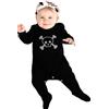 Baby Moo's Tutina da neonato con teschio per ragazzi o ragazze - Fantastico pagliaccetto da pirata con teschio e ossa incrociate - Nuovi genitori, vestiti gotici per bambini, completo di Halloween UK