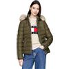 Tommy Jeans Donna Piumino Basic Hooded Down Jacket con Cappuccio, Verde (Fatigue Green), M