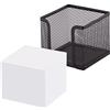 D.RECT - Scatola per foglietti | in rete | metallo solido | Per lo spazio di lavoro moderno | nero | con blocco foglietti 700 fogli - 95 x 95 x 80 mm