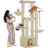 PAWZ Road Tiragraffi per gatti di grandi dimensioni, torre per gatti multilivello resistente, con amaca, 11 tiragraffi, grande posatoio, grotta, cestini, 169 cm, beige