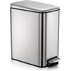 KOOSREEL Pattumiera da bagno, 5 l, in acciaio inox, per cucina e camera da letto, con secchio, pedale e coperchio rimovibile, con chiusura morbida, per casa e ufficio, argento