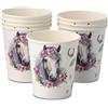 GREENBOX 8 bicchieri di carta per bambini di compleanno 200 ml - bicchieri di carta senza plastica - stoviglie usa e getta, stoviglie per feste di compleanno per bambini cavallo