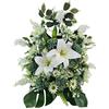 DRW Centro di Fiori Artificiali Cimitero, Chiesa Matrimoni sepolture Beige e Verde con Lilium, Lillà, Margherite e Pompon 60x28x64 cm