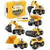 Vanplay Smontare Camion Giocattoli 6-in-1 Montare Escavatore con Attrezzo DIY Modello Gioco di Auto per Bambini Ragazzo Ragazza 3 Anni