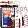 FAMKEEP Kit Rullo e Vaschetta per Verniciare,12PCS Rullo Pittura Kit,Con Nastro Adesivo, Fogli Antipolvere,Vassoio,Telai per Rulli,Pennelli da Pittura Rullo per Imbiancare Pareti