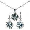 ASTER ALHELÍ Set Gioielli Donna Collana e Orecchini Fiore - Collana Lunga Donna con Ciondolo Floreale - Gioielli Eleganti Placcati Platino - Catena in Acciaio Inossidabile - Regalo Donna
