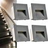 Arotelicht 4Pcs Applique LED da incasso Grigio per Scale, 3W Bianco Freddo 6000K IP65, Segnapasso, Luce da incasso 220V, per Interno esterno giardino viale gradini, Alluminio