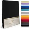 Moon Luxury lenzuolo sotto con angoli elasticizzati, Jersey Stretch 230 G/M² per acqua letti, materassi e tradizionali materassi, Cotone, Nero, 120x200-120x220