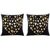 Lovelegis 2 Federe cuscino quadrato 44 x 44 cm cuore cuoricini colore nero oro idea regalo originale elegante romantico san valentino camera letto casa decorazione coppia affetto arredo moderno