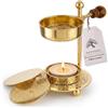 Incensera Bruciatore Incenso con Colino - Oro per Resine/Erbe, Robusto Contenitore Accessori per Affumicatura - Resin Incense Burner