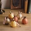Lights4fun Set di 6 Mini Zucche Decorative in Vetro Ornamenti da Appendere Decorazioni Autunnali e di Halloween per Interni