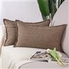 Madizz 2 Pezzi Lino in Poliestere Copricuscini Morbido Decorativo Fodere per Cuscino Lusso Stile per Divano Camera da Letto 30x50 cm Marrone Scuro
