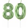 mciskin Candele verdi per 80° compleanno, 3D verde numero 80 candele per torta, donne e uomini, decorazioni per torte verdi, decorazione per torta verde, per feste di compleanno, matrimoni, anniversari